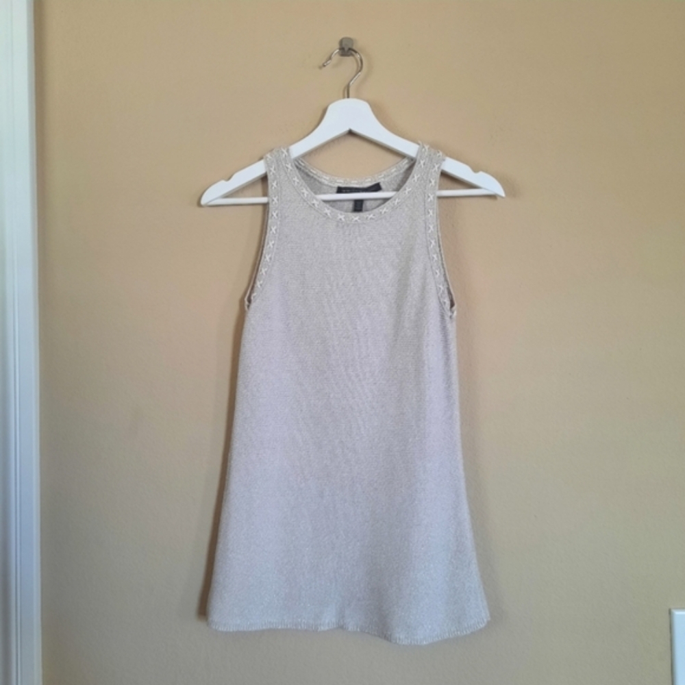 WHBM Shimmery Sweater Vest Tank Top Crochet Knit Ethereal Cottage Cottagecore